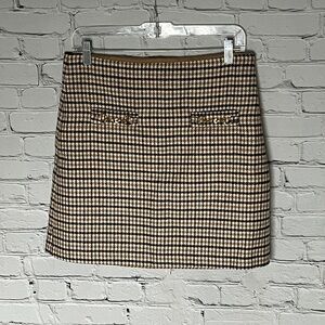 LOFT Houndstooth Mini Skirt in Black and Tan
